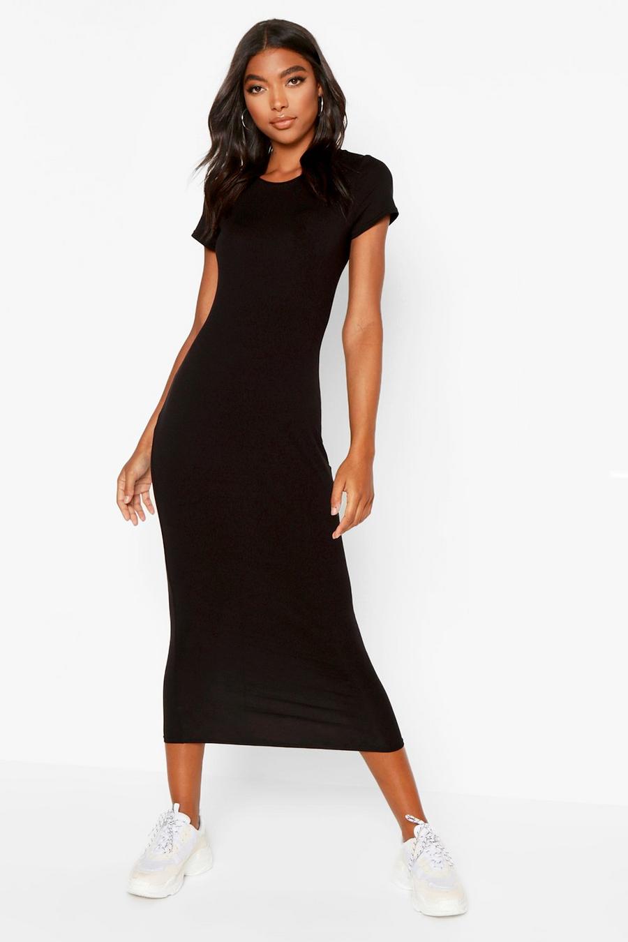 Black Tall Cap Sleeve Bodycon Dress image number 1
