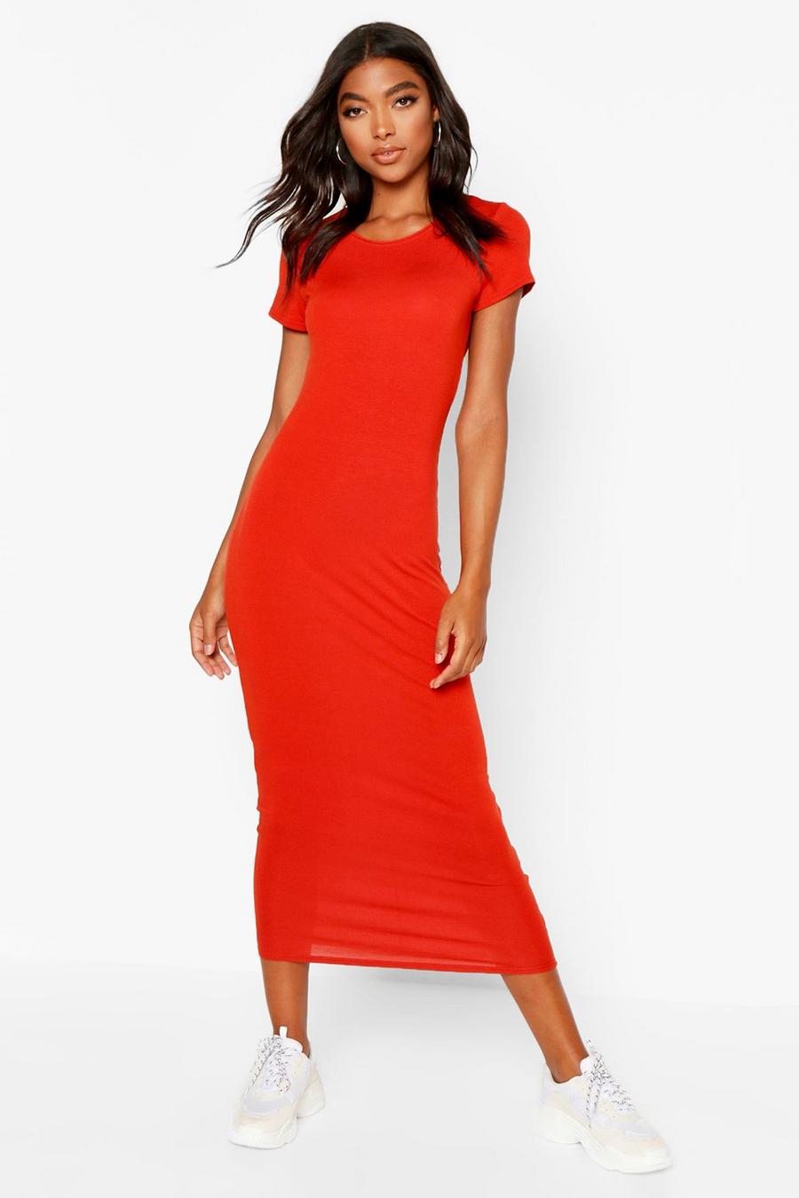 Rust Tall Cap Sleeve Bodycon Dress image number 1