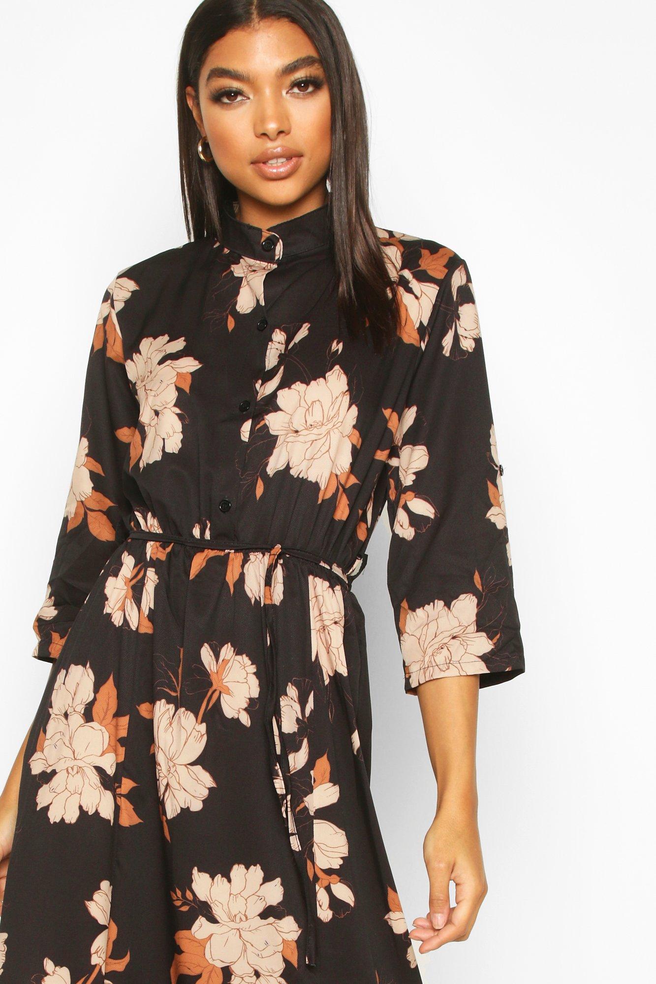 Tall Floral Print Maxi Shirt Dress