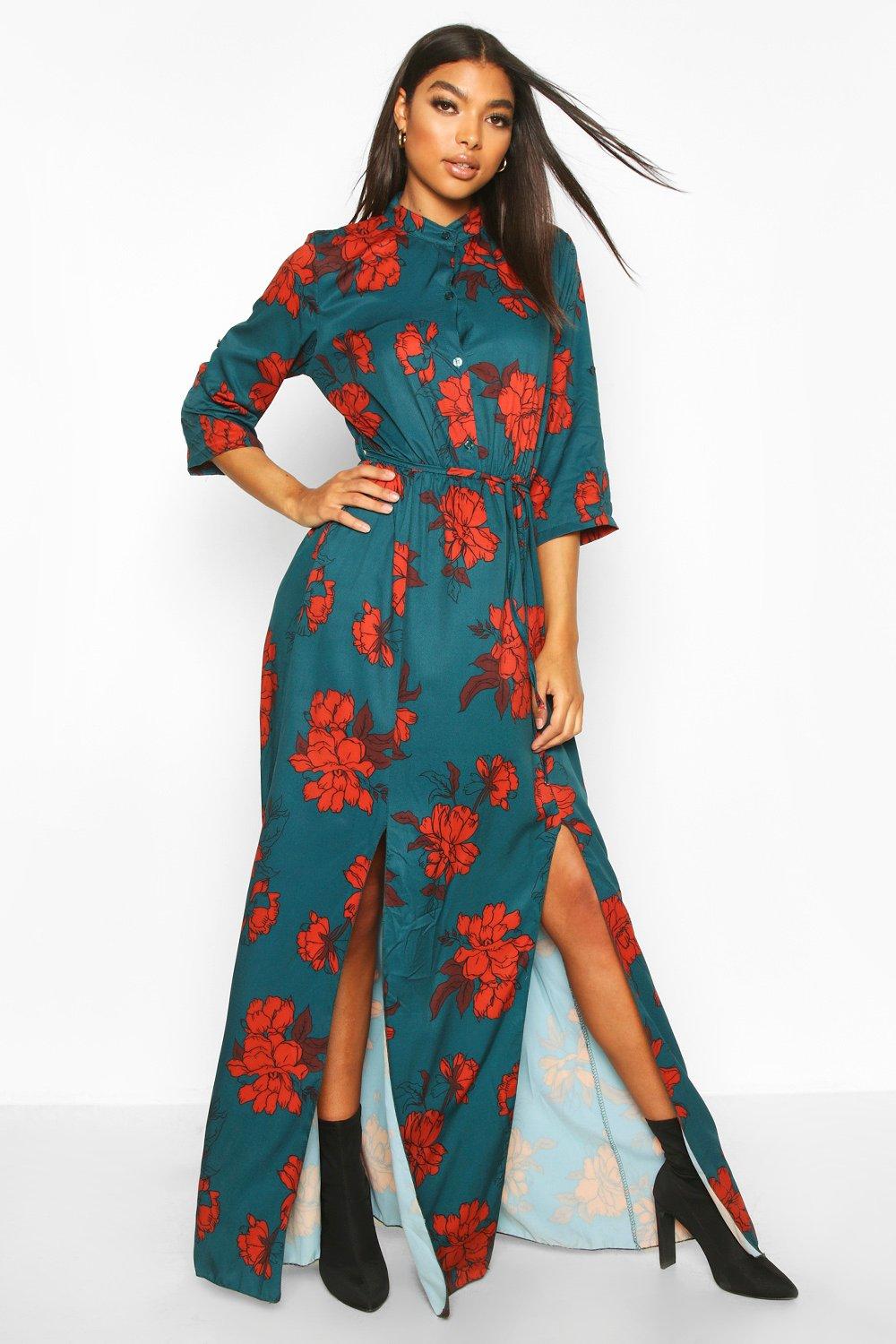 floral maxi shirt dress uk