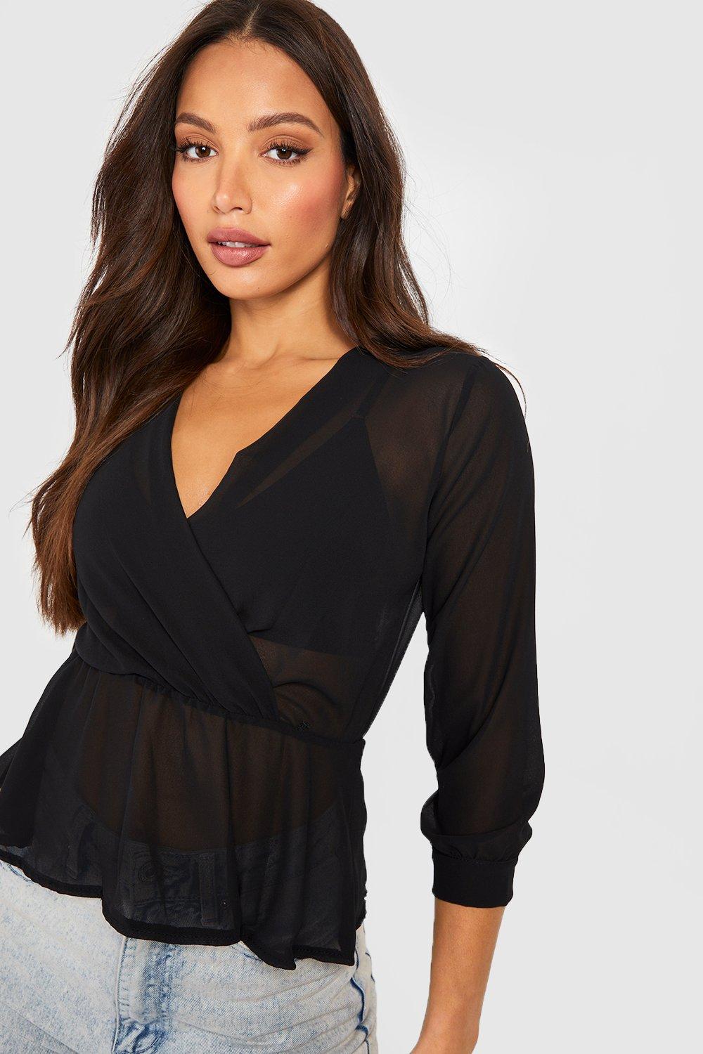 Tall Wrap Peplum Blouse boohoo USA