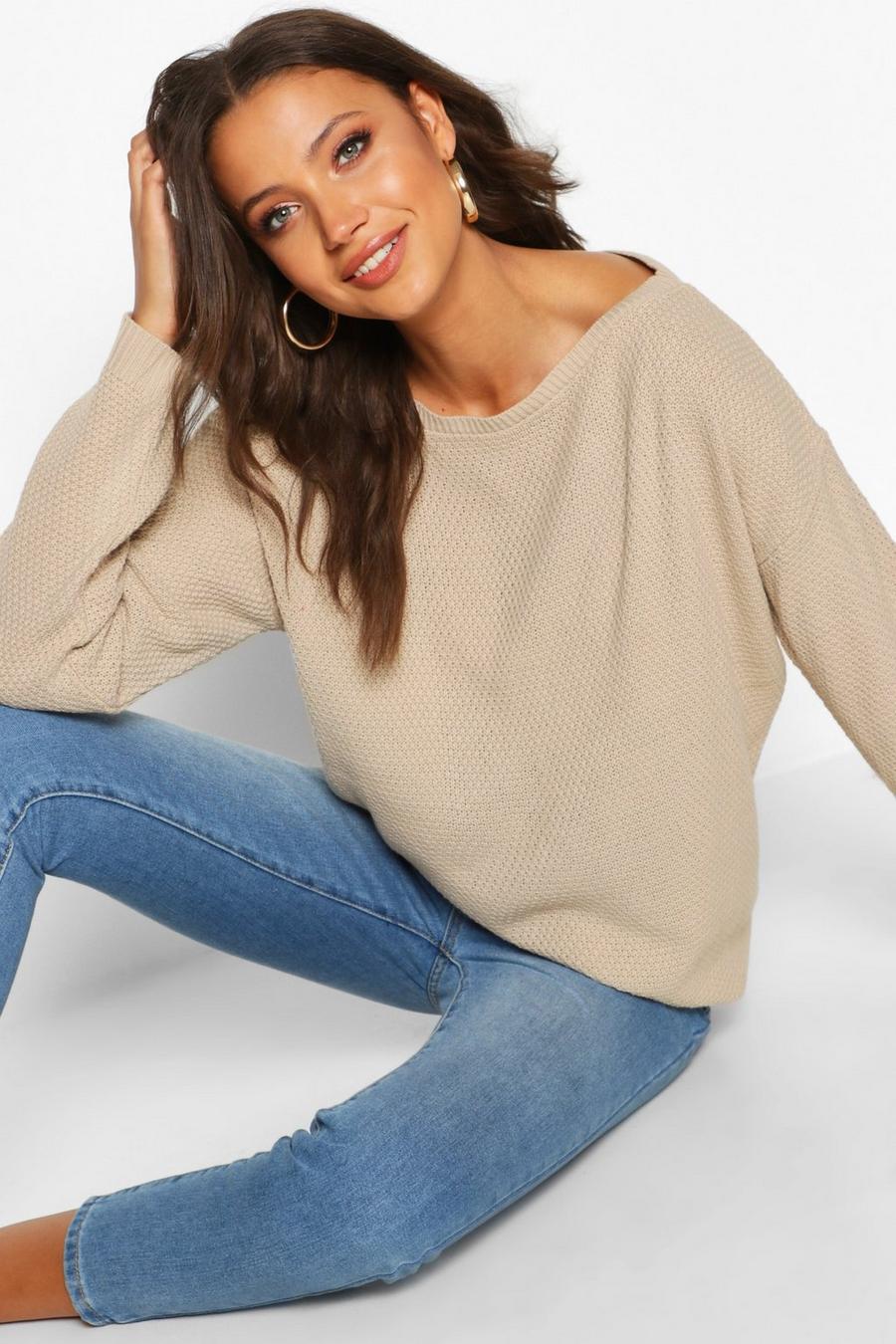 Tall Pearl Knit Slash Neck Sweater image number 1