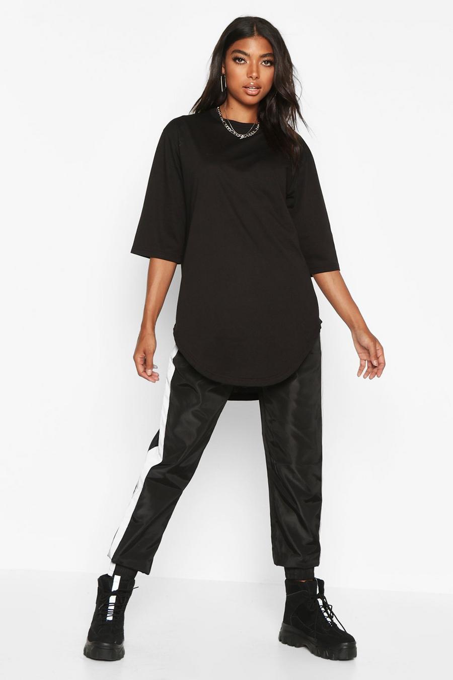 Black Tall - Oversize t-shirt med rund fåll image number 1