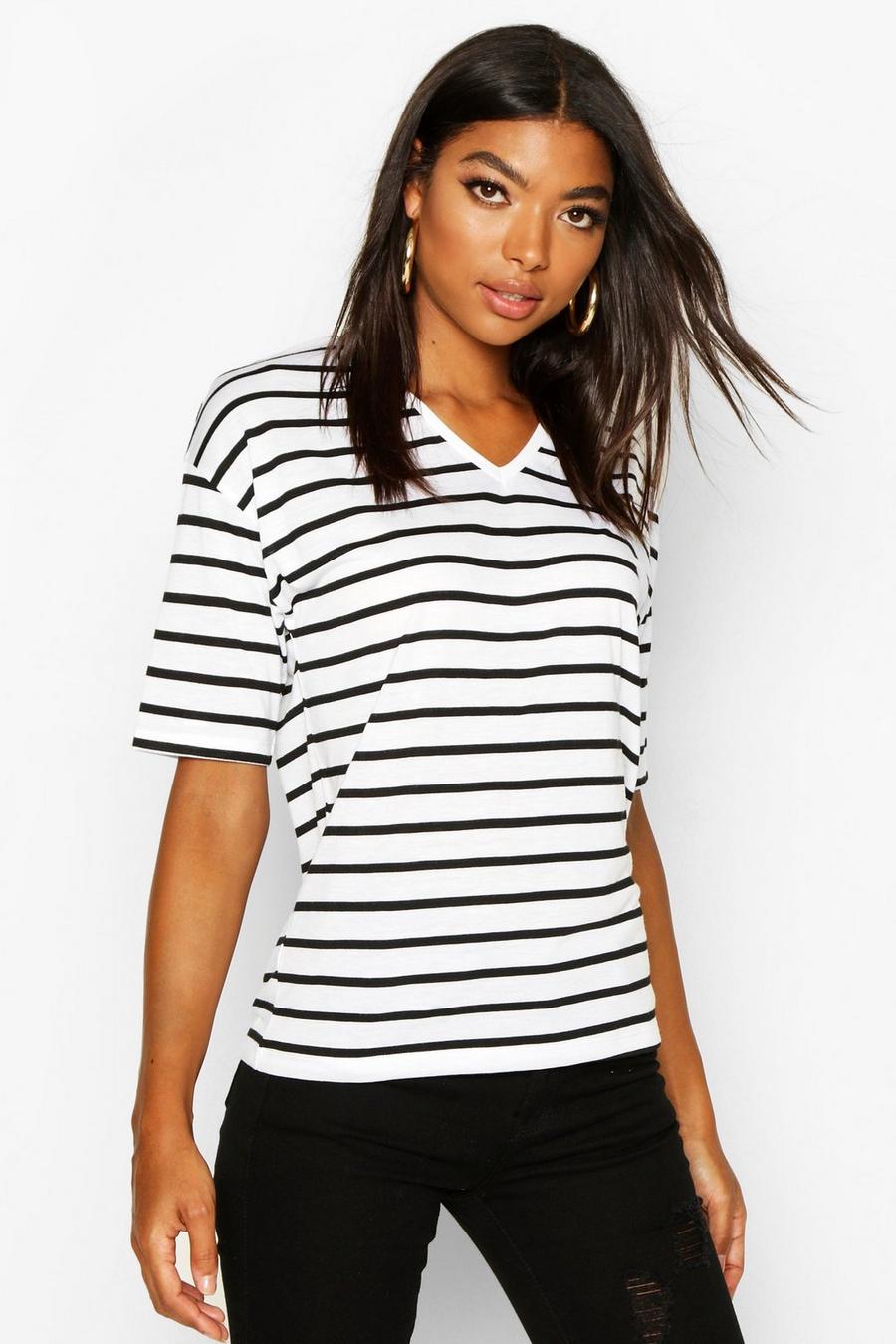 Tall Stripe V-Neck T-Shirt image number 1