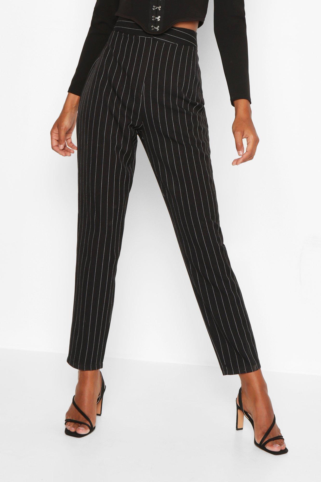 pinstripe tapered trousers