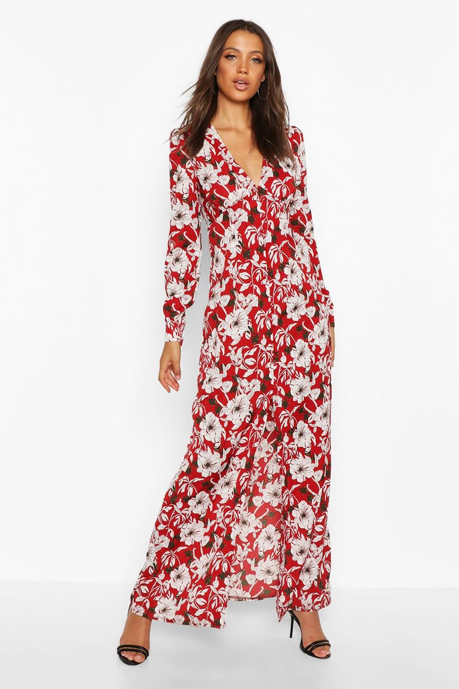 Berry Tall Floral Print Maxi Dress image number 1
