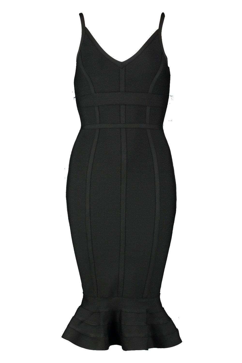 white frill hem bandage midi dress
