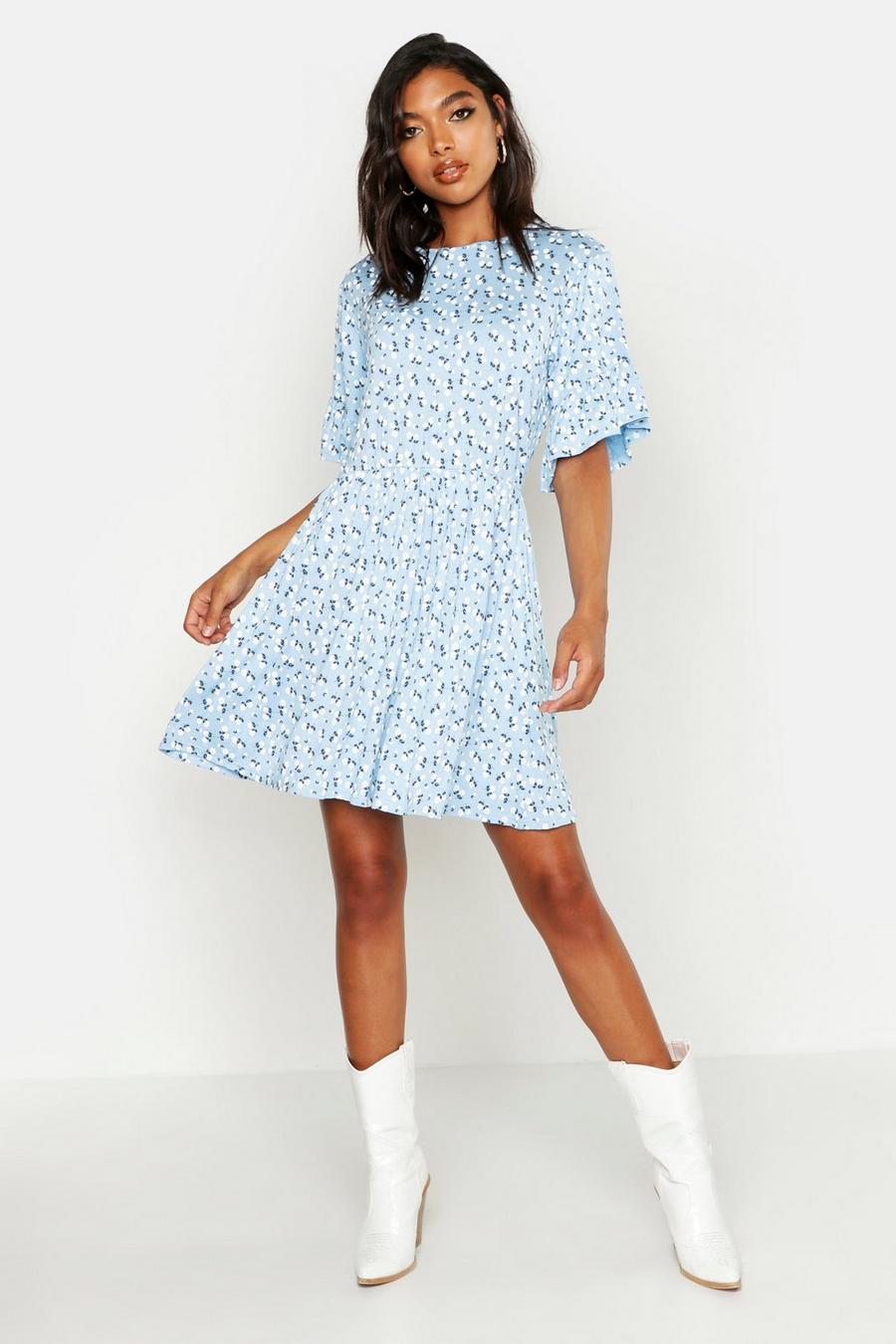 Blue azul Tall Ditsy Floral Smock Dress image number 1
