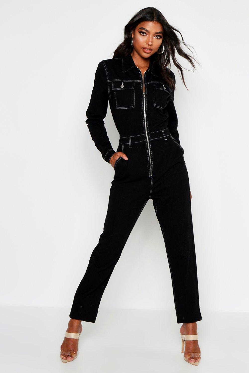 tall denim boiler suit