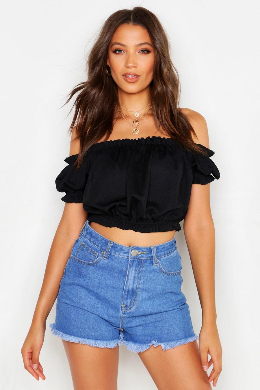 Tall Off The Shoulder Ruffle Crop image number 1