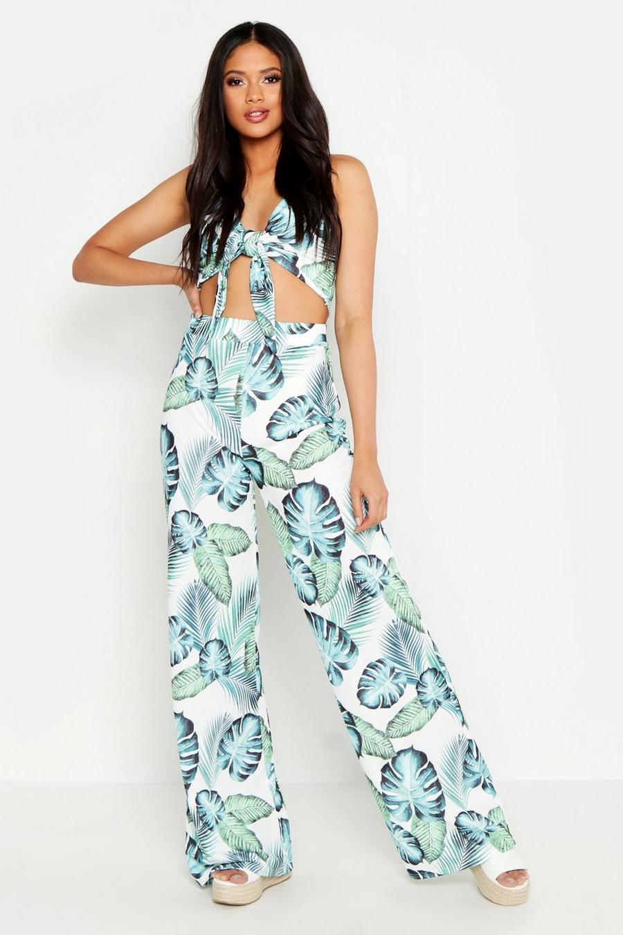 Tall Palm Print Wide Leg Pants image number 1