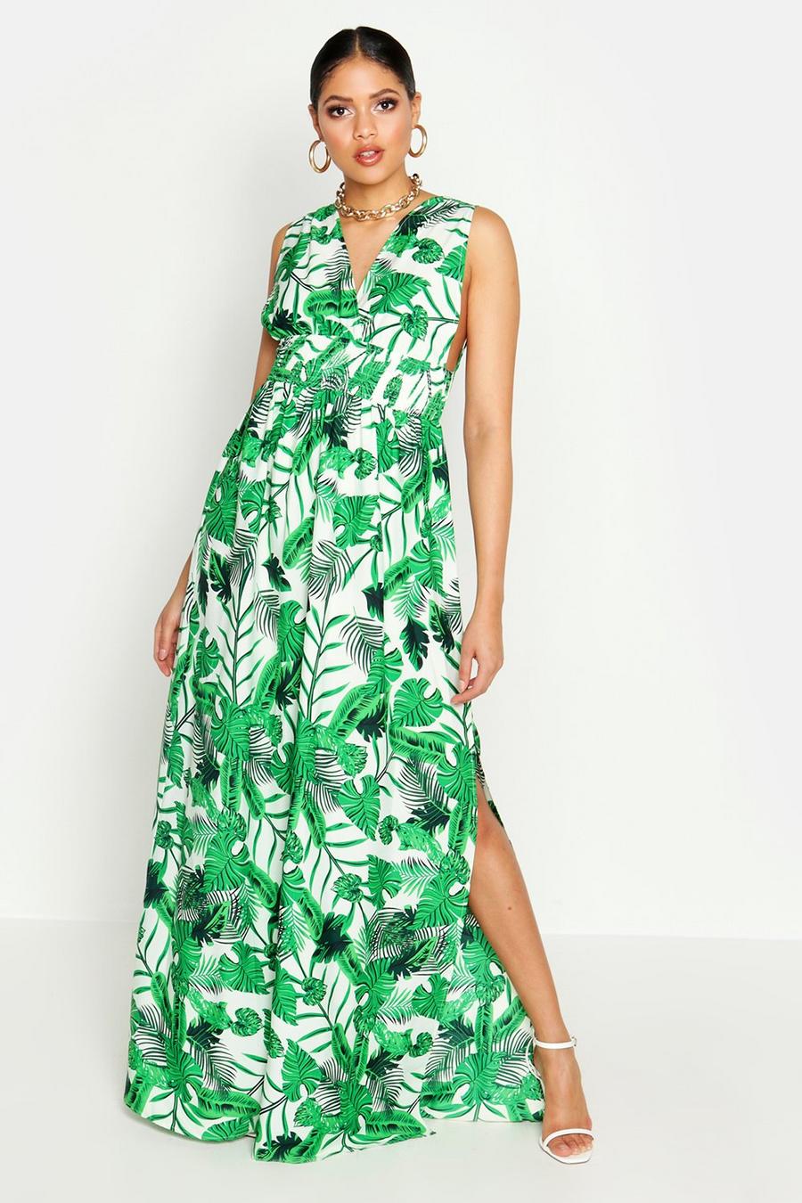 Tall Palm Print Plunge Maxi Dress image number 1