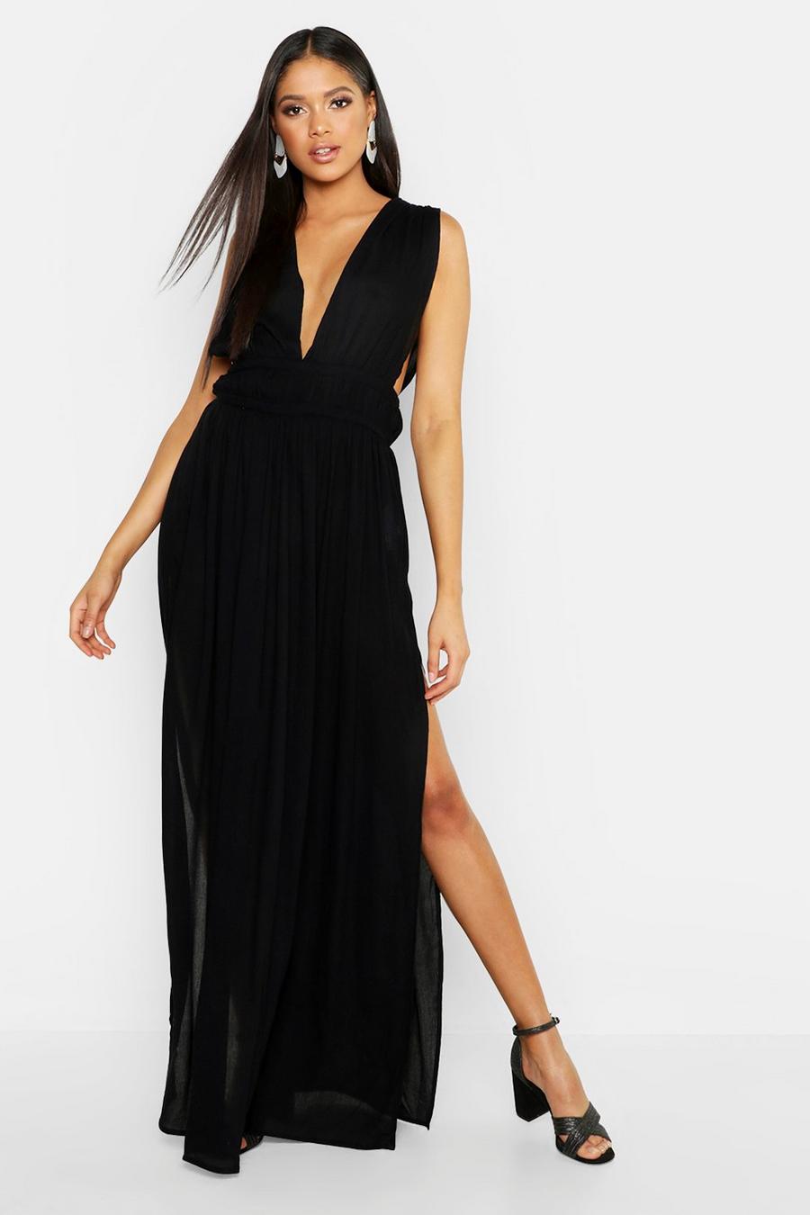 Tall Cheesecloth Plunge Maxi Dress image number 1