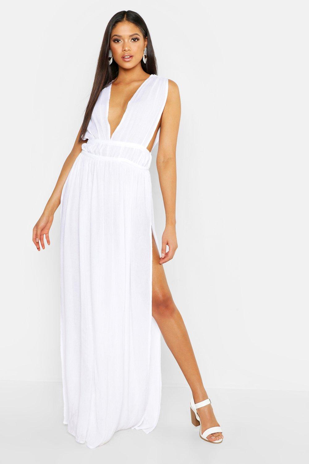 white cheesecloth maxi dress