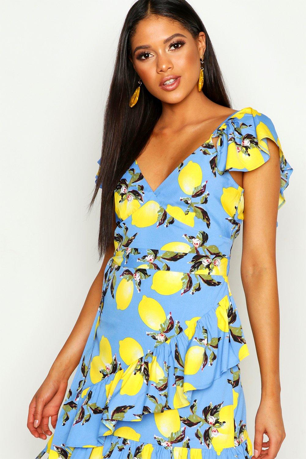 Boohoo lemon dress sale