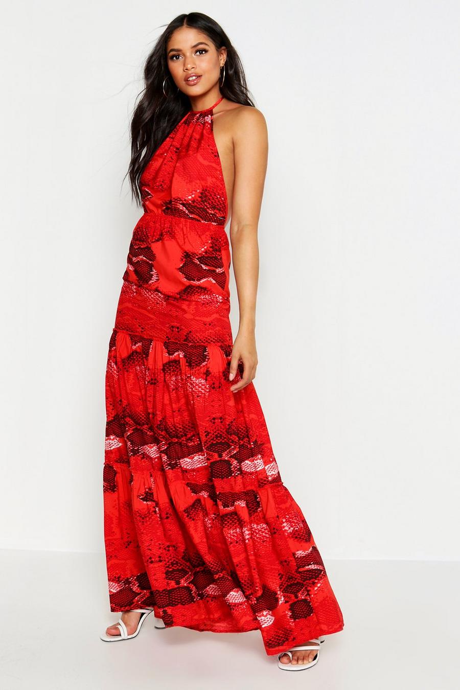 Tall Snake Print Halterneck Maxi Dress image number 1