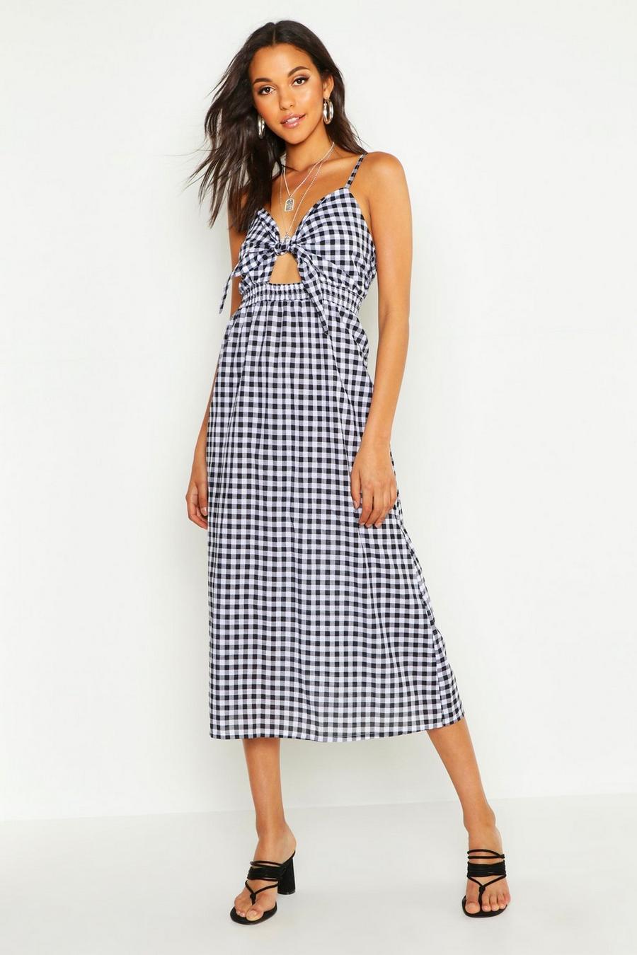 Tall Tie Front Gingham Skater Dress image number 1