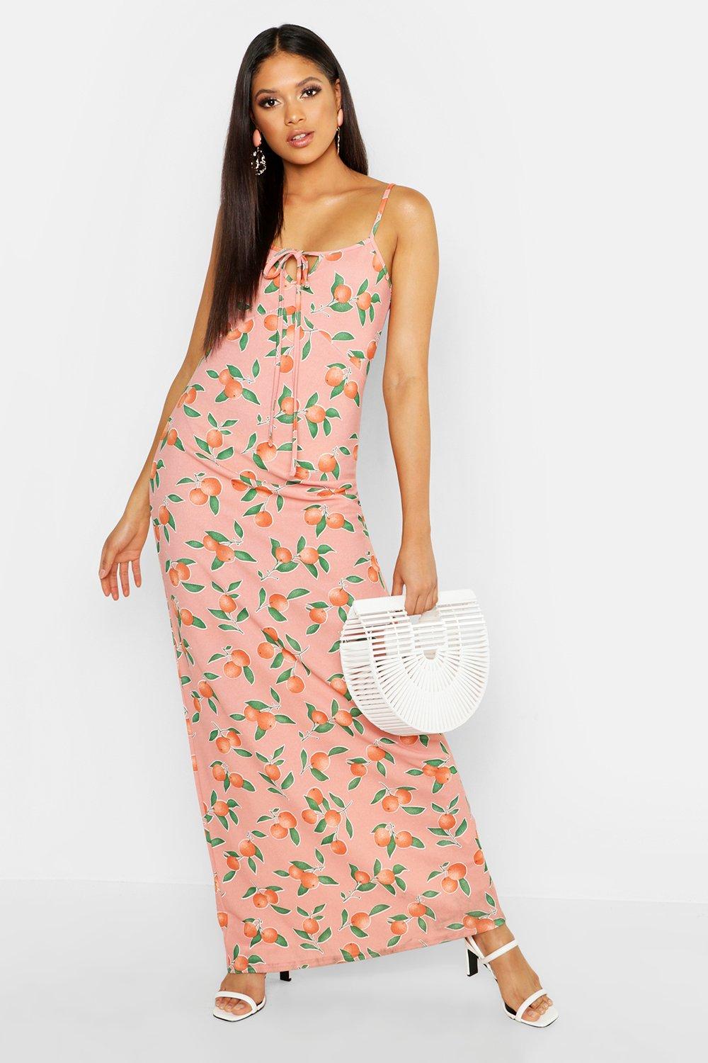 fruit print maxi dress