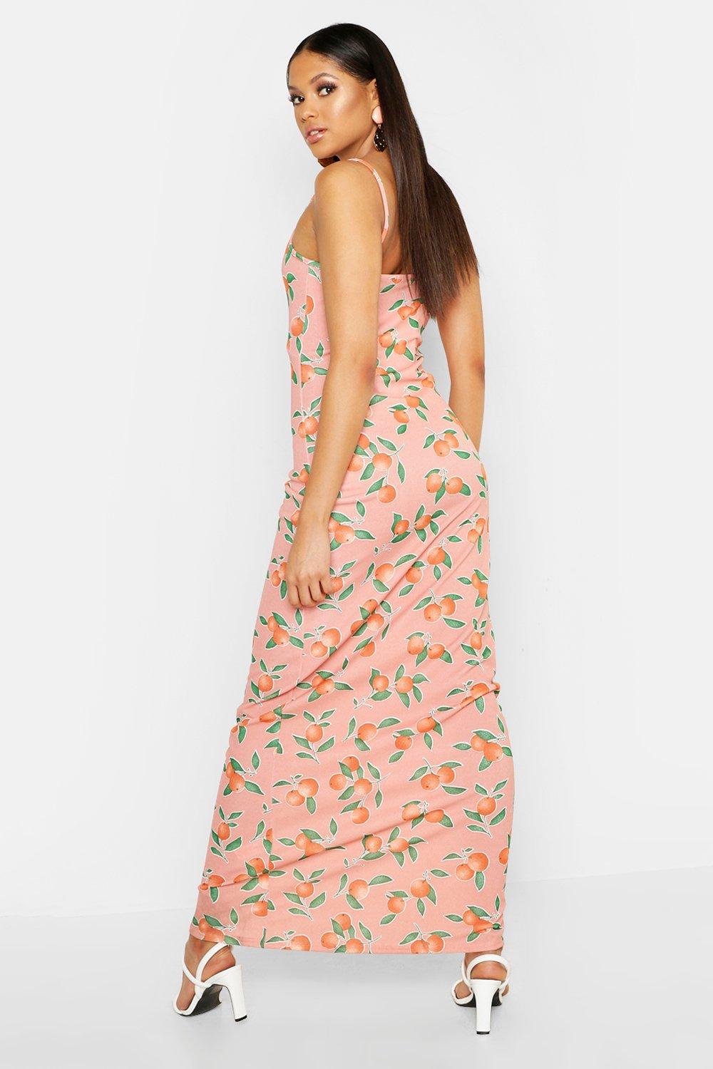 fruit print maxi dress