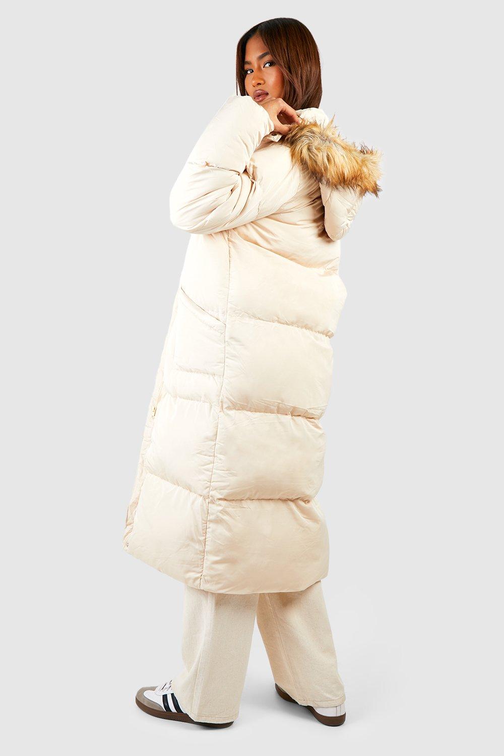 Boohoo fur hood padded hot sale coat