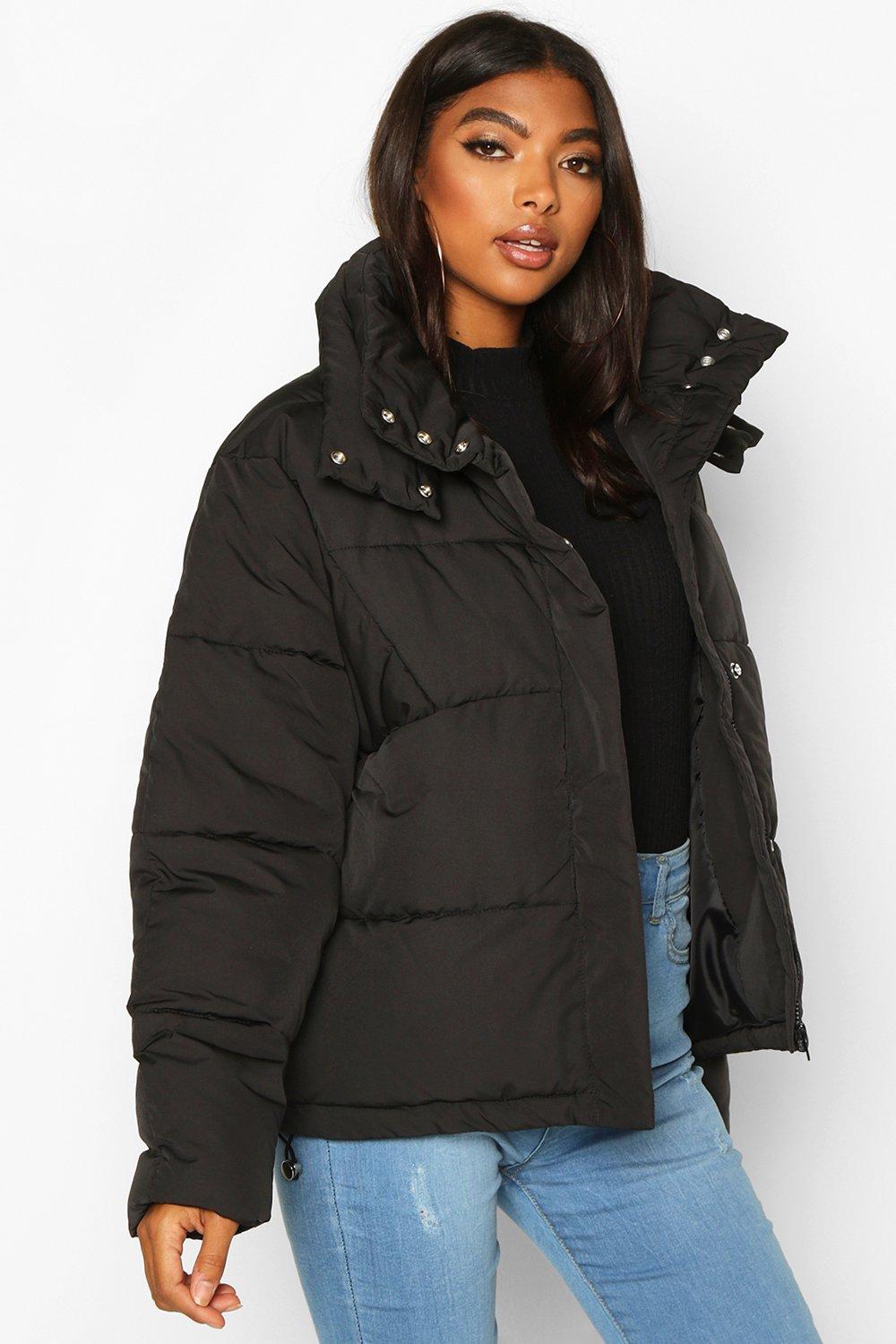 Women s Tall Drawstring Waist Padded Crop Jacket Boohoo UK