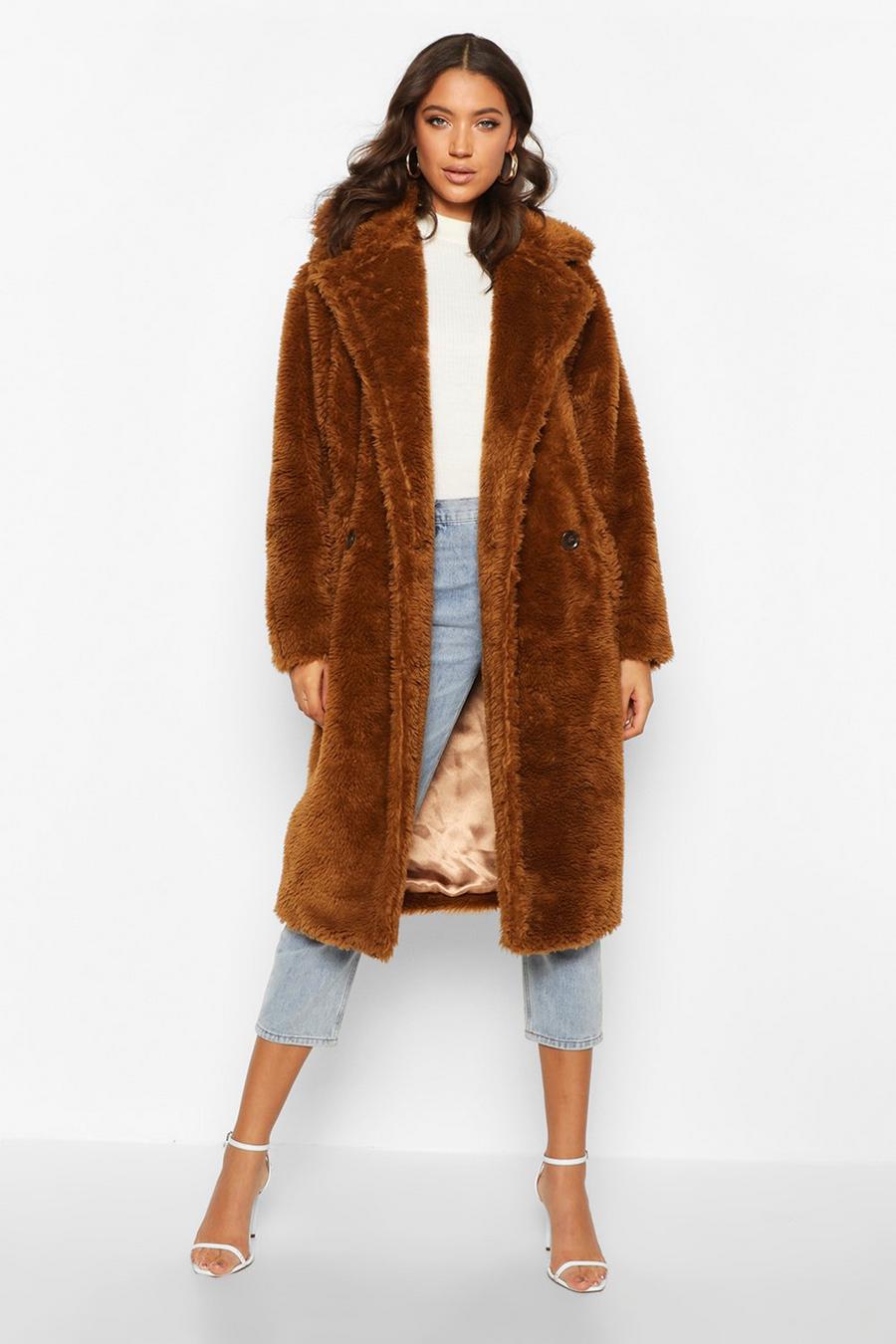 Tobacco Tall Faux Fur Teddy Coat image number 1