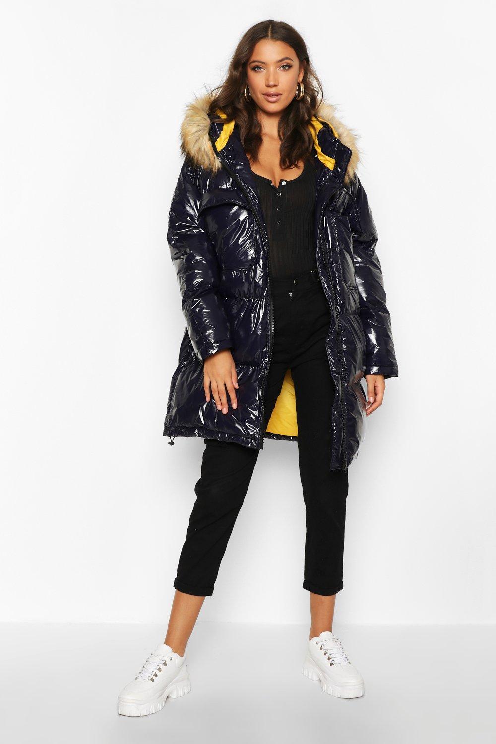 padded parka with fur hood