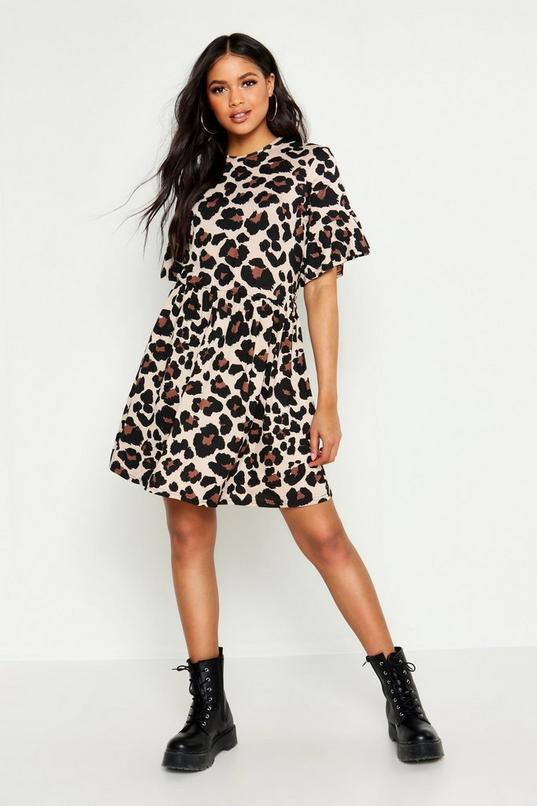 Women's Tall Leopard Print Smock Dress | Boohoo UK