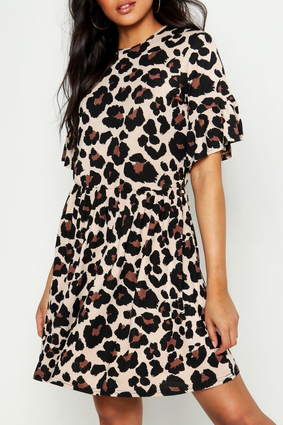 Boohoo leopard store print smock dress