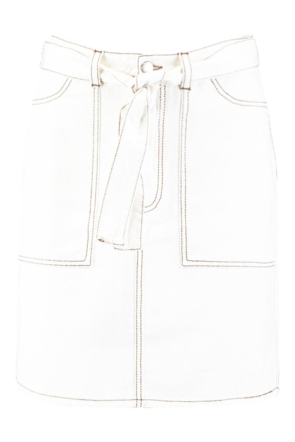 tall white denim skirt