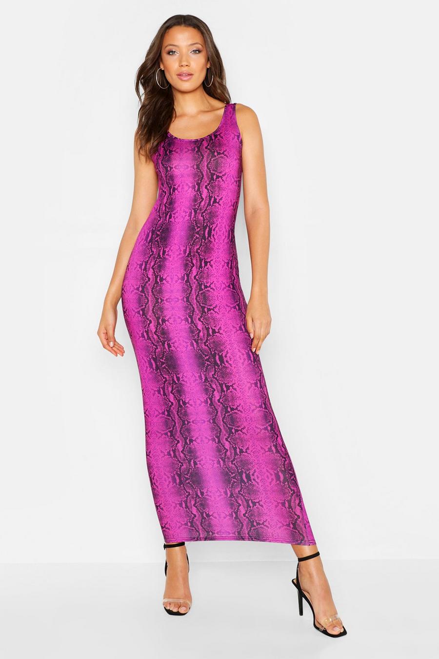 Magenta rosa Tall Snake Print Maxi Dress image number 1