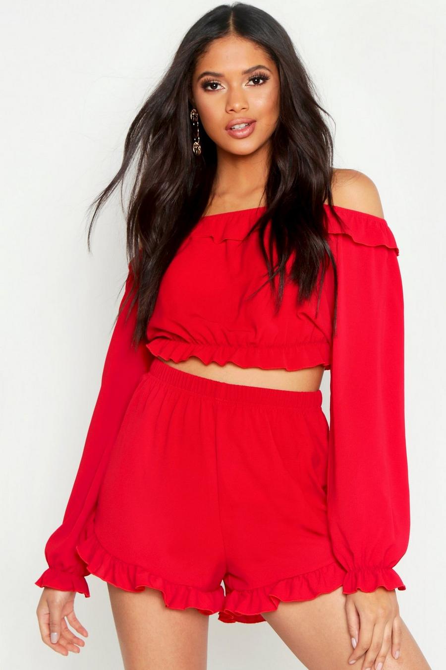 Tall Off The Shoulder Shorts Co-Ord image number 1