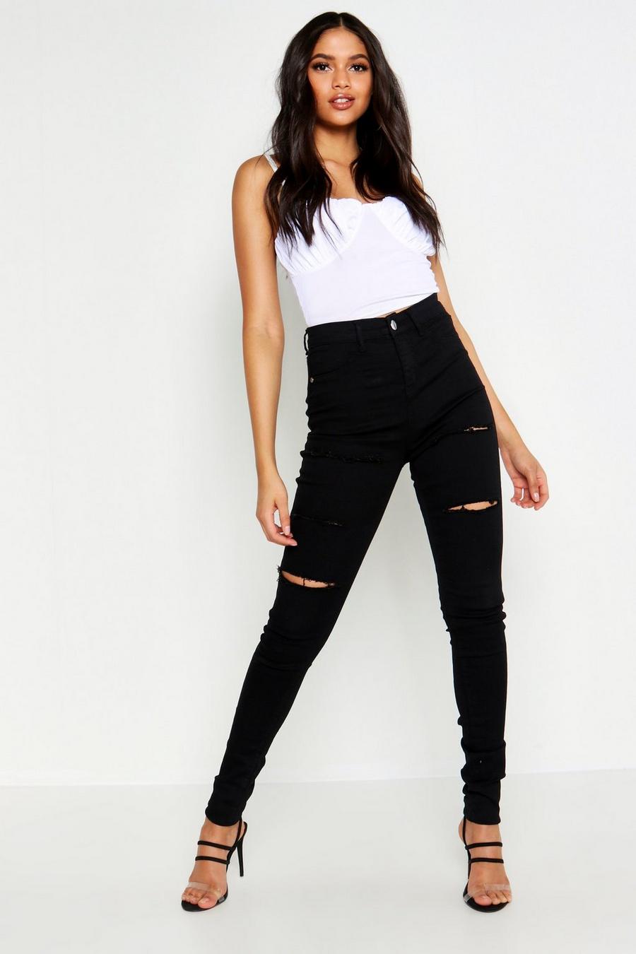 Tall Black Ripped Jeggings image number 1