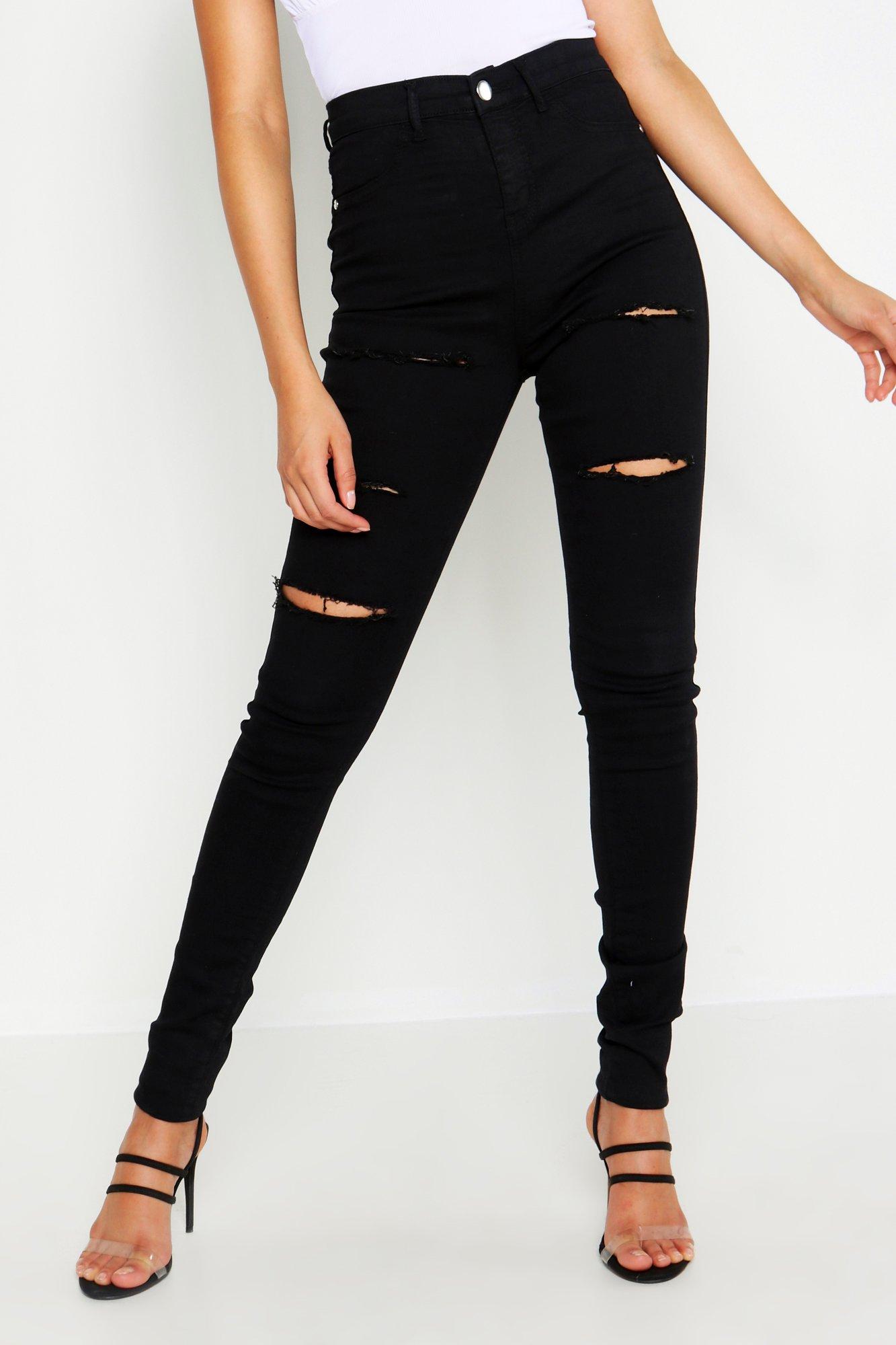 jeggings black ripped