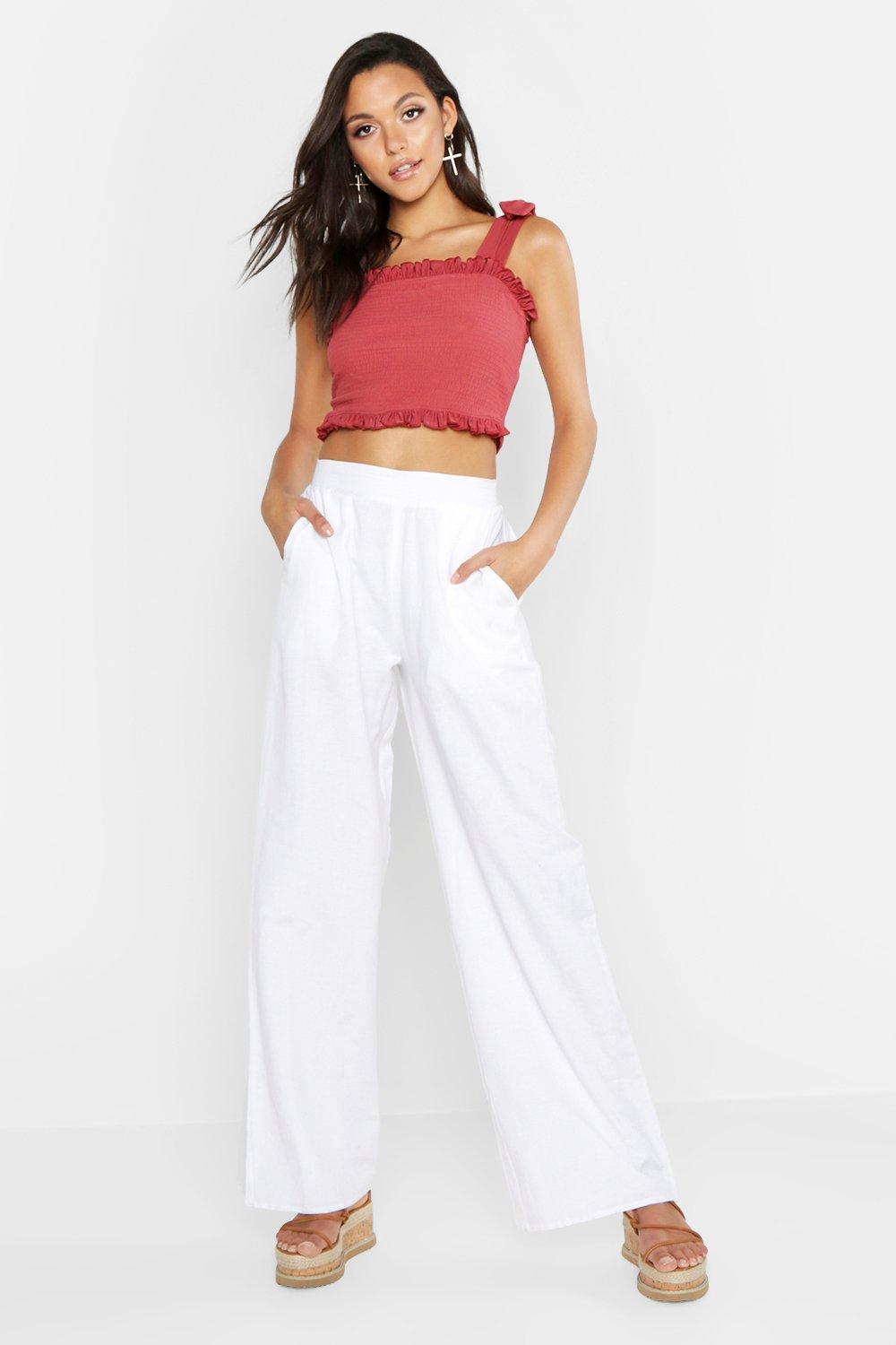 Tall White Linen Trousers