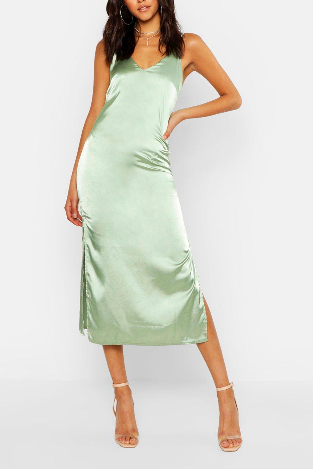 boohoo side split dress