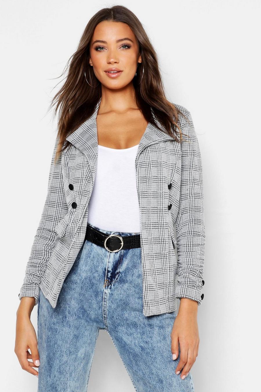 Tall Check Button Detail Blazer image number 1