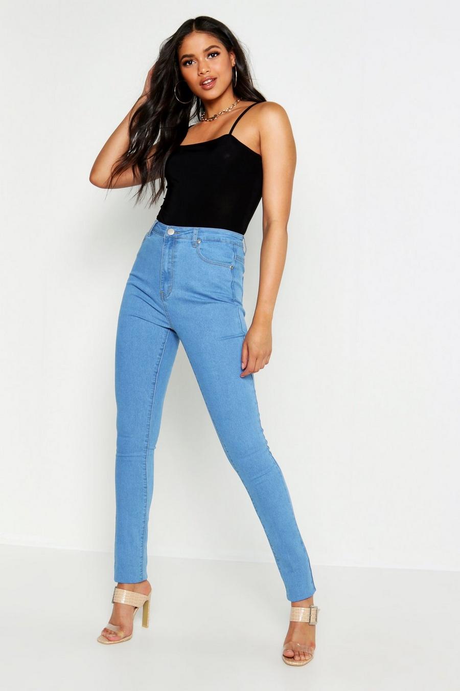 Tall Basic Skinny Jeans mit hohem Bund, Hellblau blue image number 1