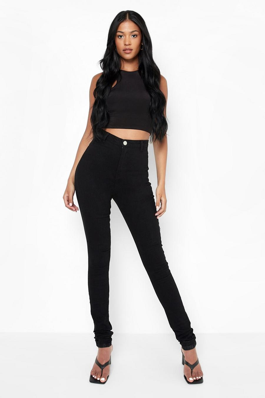 Black Tall Basic High Waisted Skinny Jeans image number 1