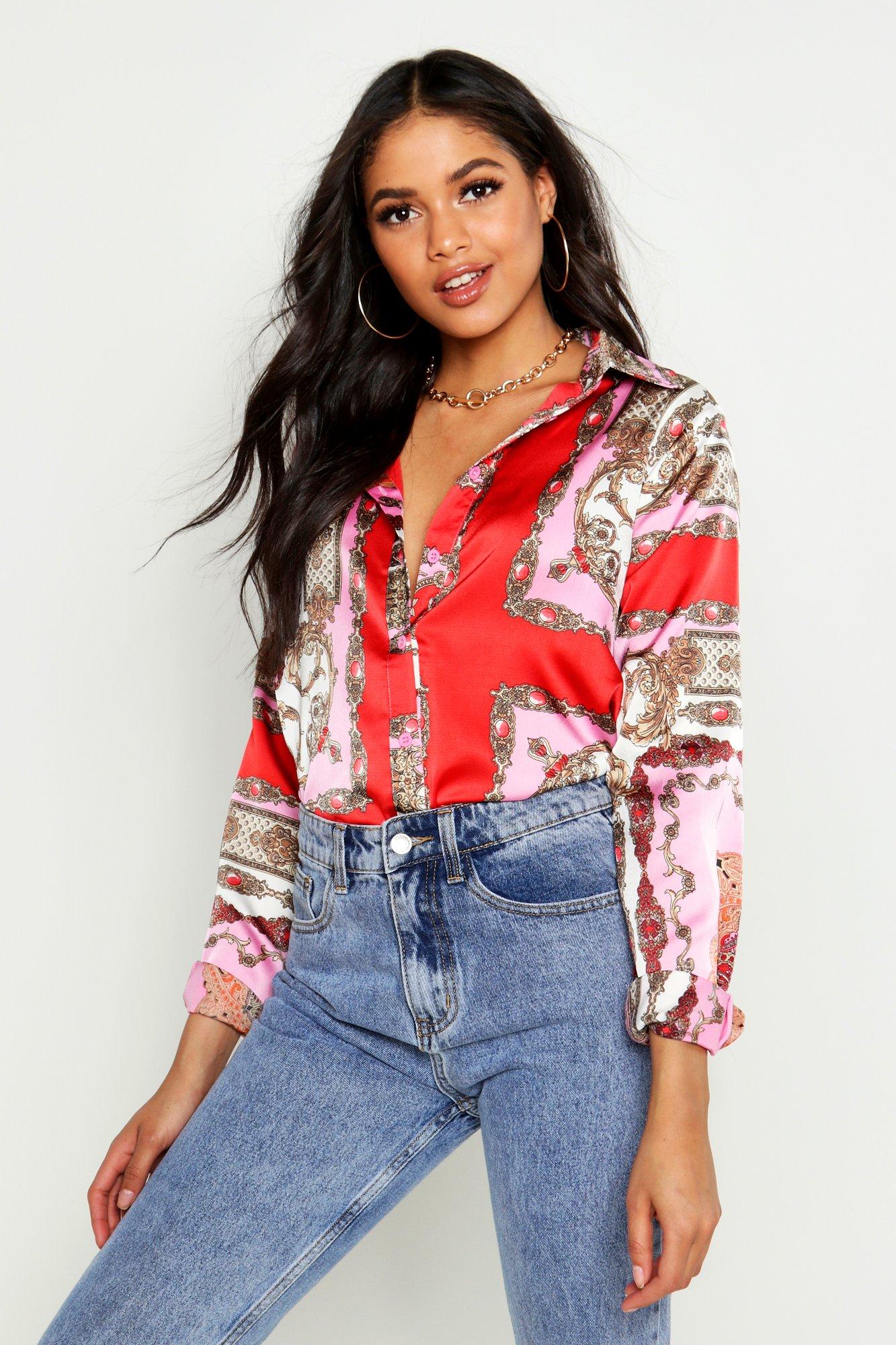 Boohoo chain hot sale print shirt