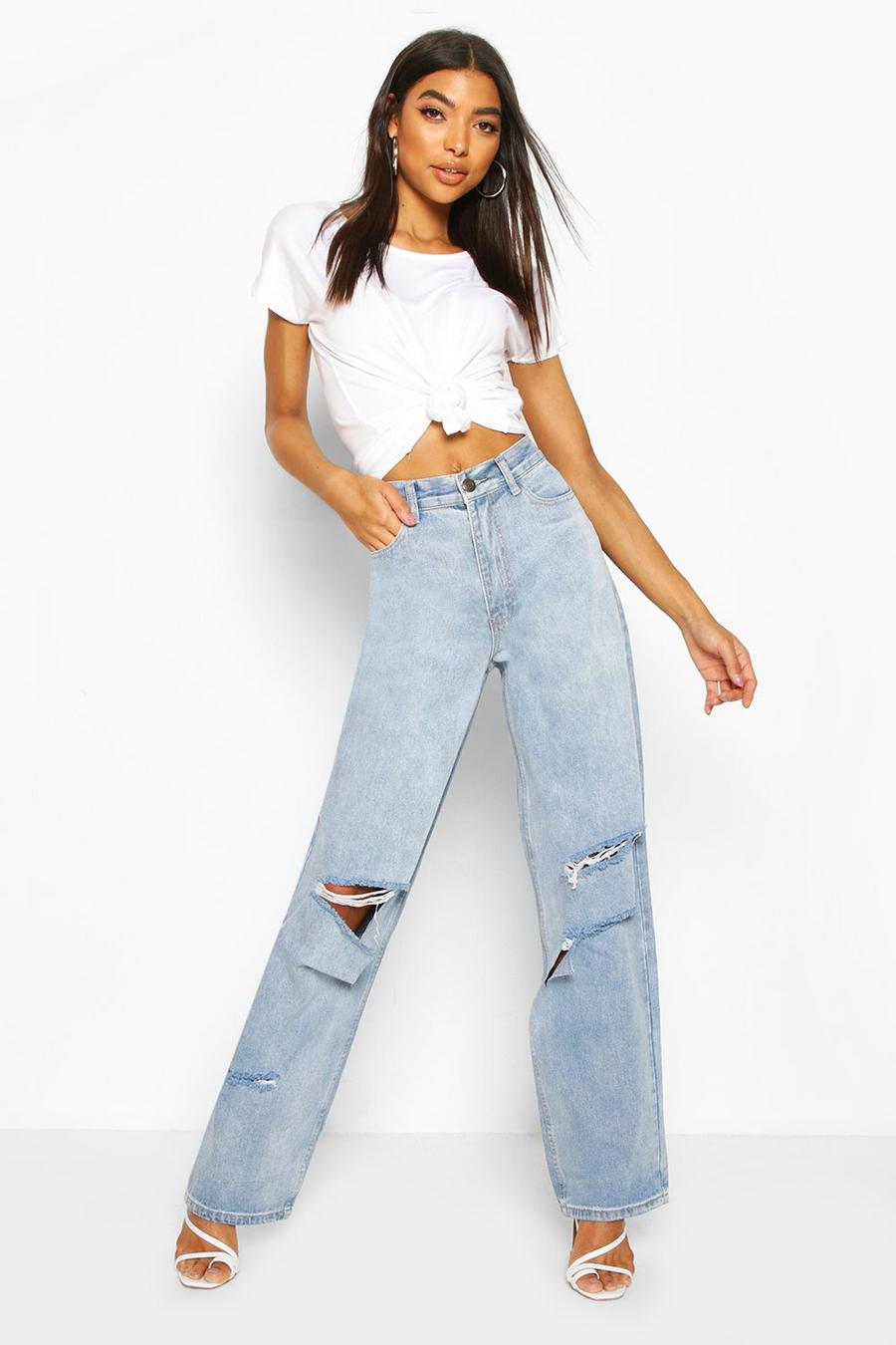 Blue Tall Rip Boyfriend Jeans image number 1