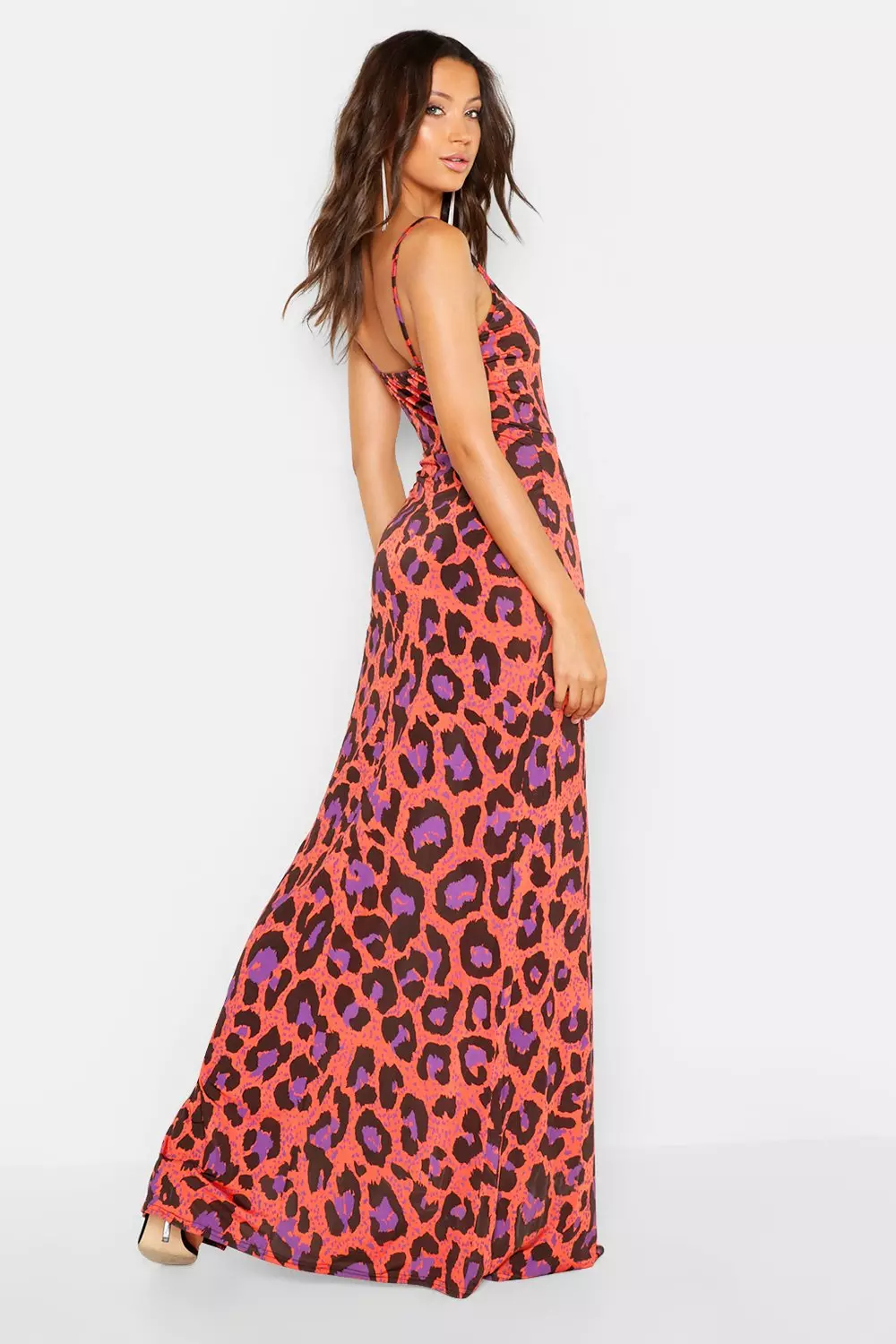 Leopard print split deals maxi dress