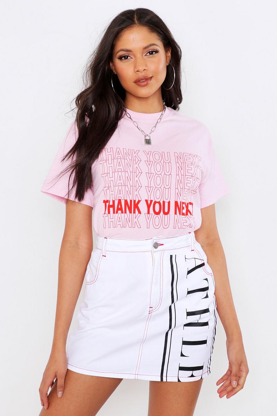 Pastel pink Tall - "Thank you next" t-shirt med slogan image number 1