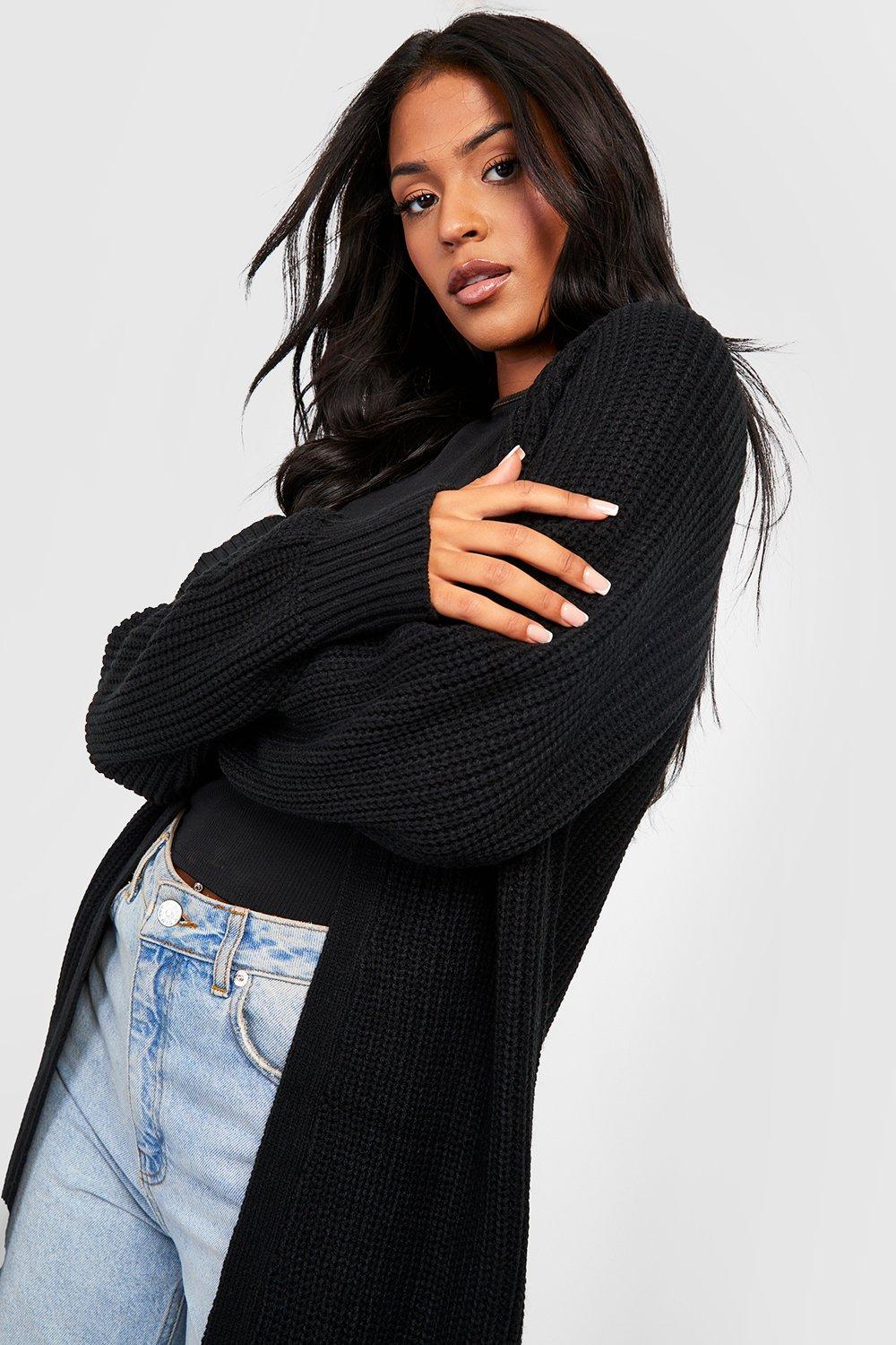 Chunky black sweater cardigan best sale