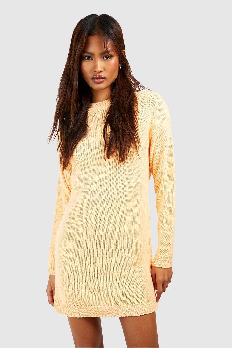Apricot Tall Crew Neck Long Sleeve Dress image number 1