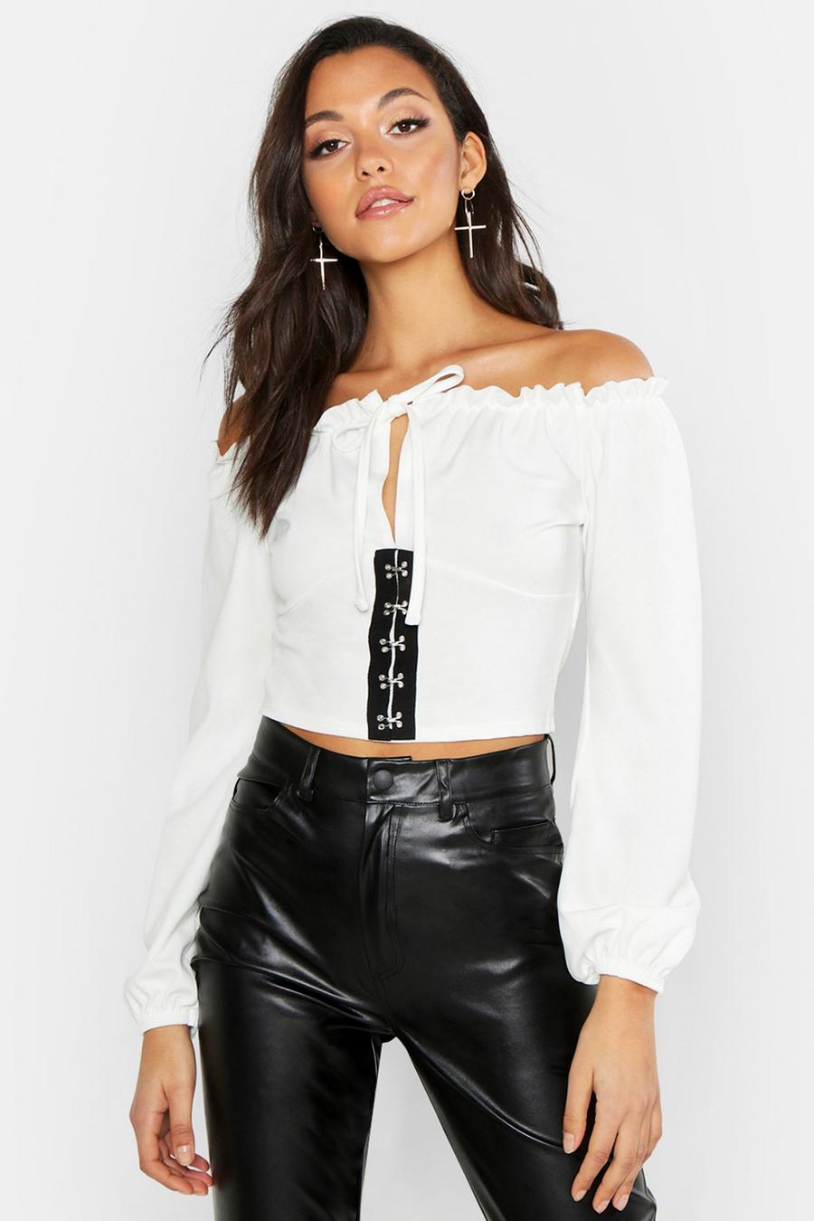 Tall Hook And Eye Off The Shoulder Peasant Top image number 1
