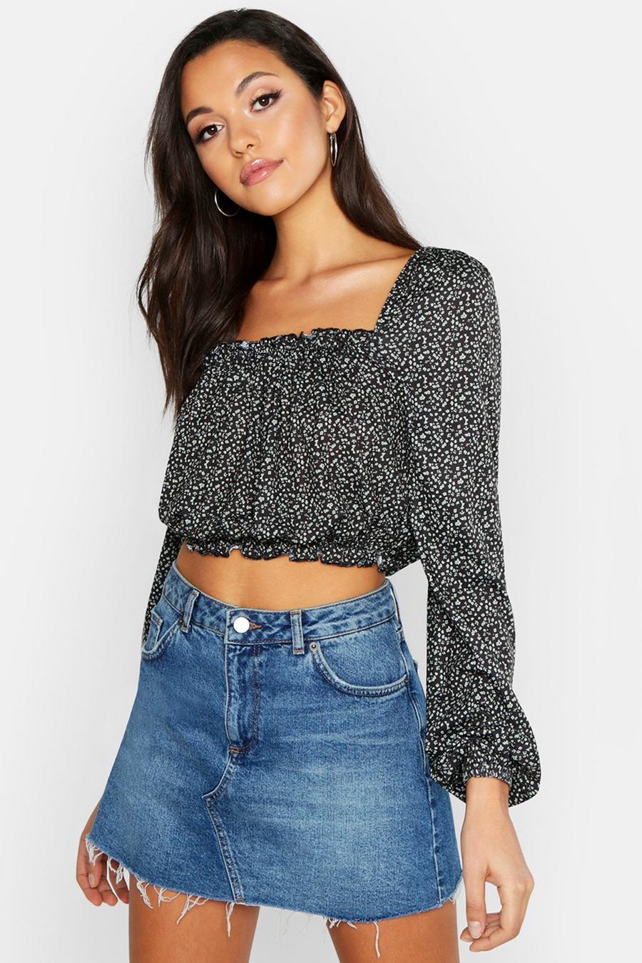 Tall Off The Shoulder Ditsy Floral Peasant Top image number 1