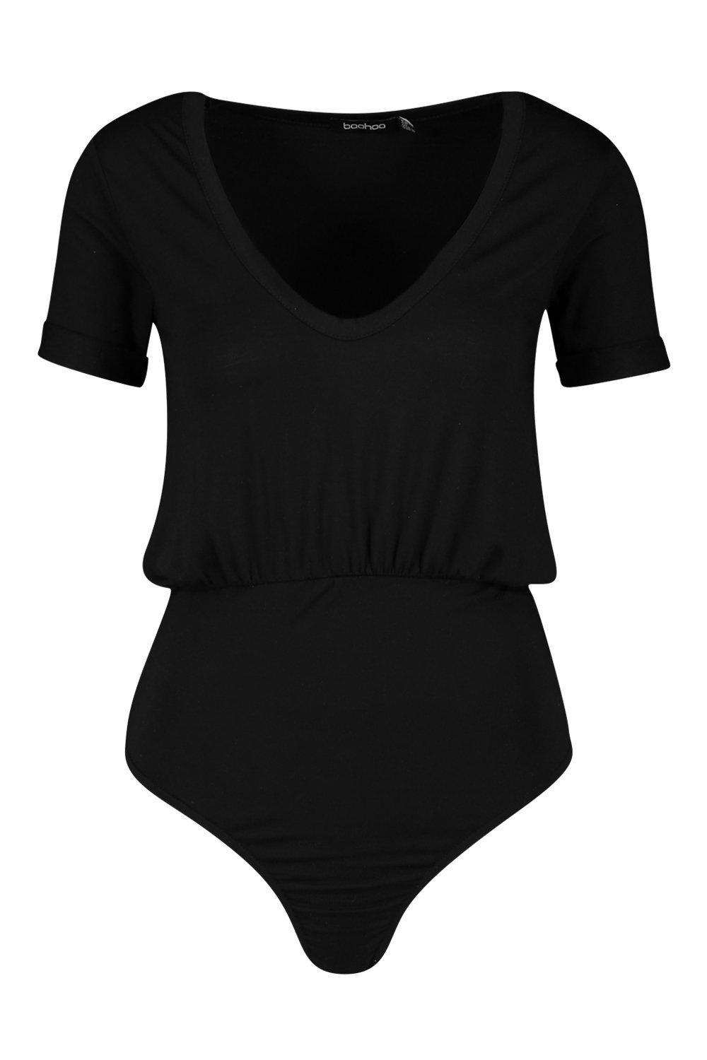 Women's Tall V Neck Oversized T-Shirt Bodysuit