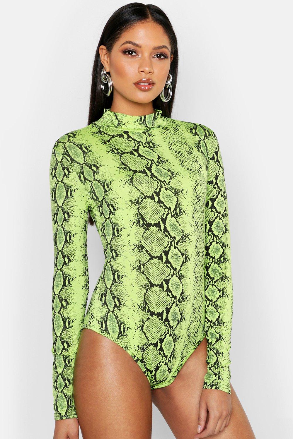 Tall Turtle Neck Snake Print Bodysuit