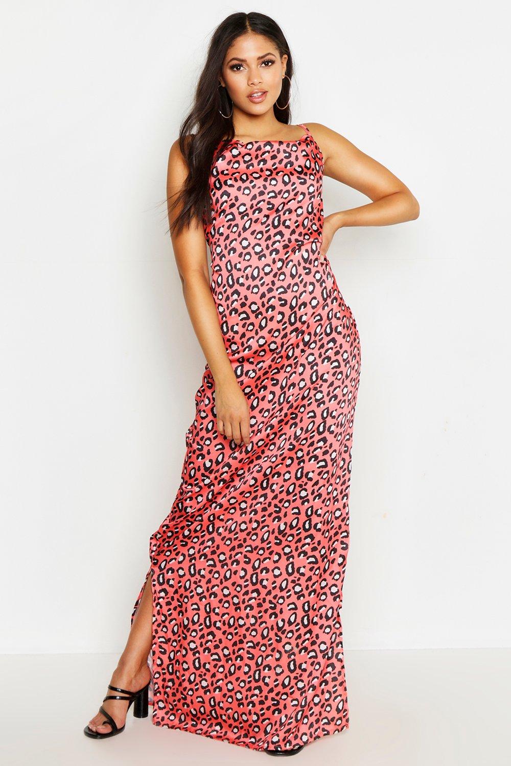 red leopard print dress boohoo
